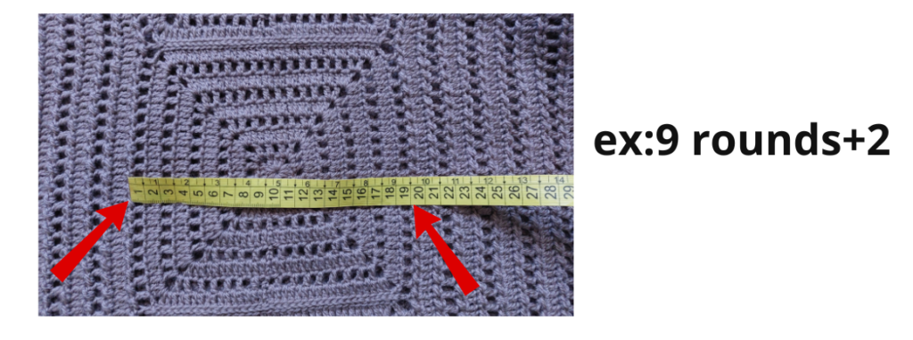 Starting: Number of Squares and Sizes XS-S: 6 squares – 8 rounds M-L: 6 squares – 9 rounds XL-2X: 6 squares – 10 rounds Preparation We will begin by working the first row to join the two groups. Position the squares in front of you (rightside facing up), starting from the top-right corner. 👉 Note: We will work back and forth rows. The rows with the "sl st-hdc" pattern will always be workedon the back of the panels. Continue following the instructions for your size from this point onward inthe pattern.