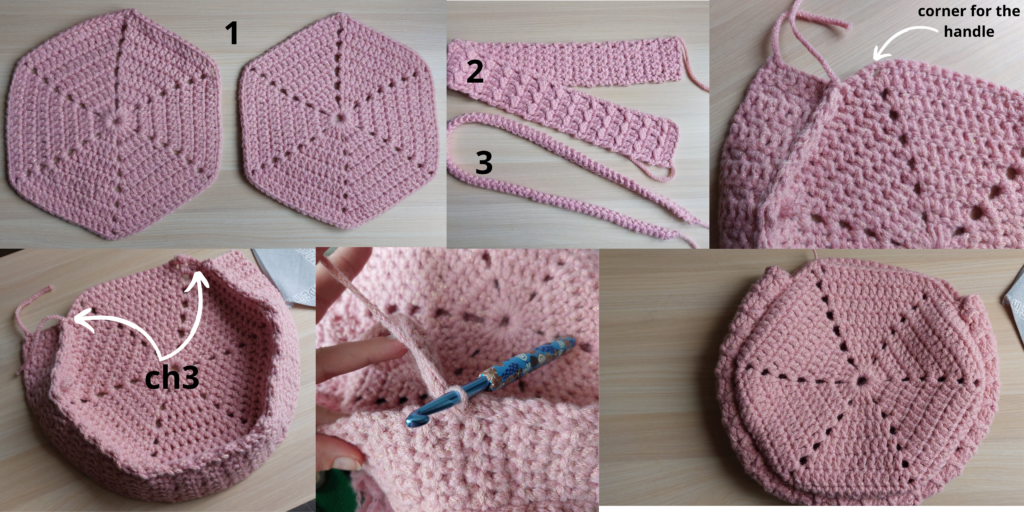step by step description _crochet bag