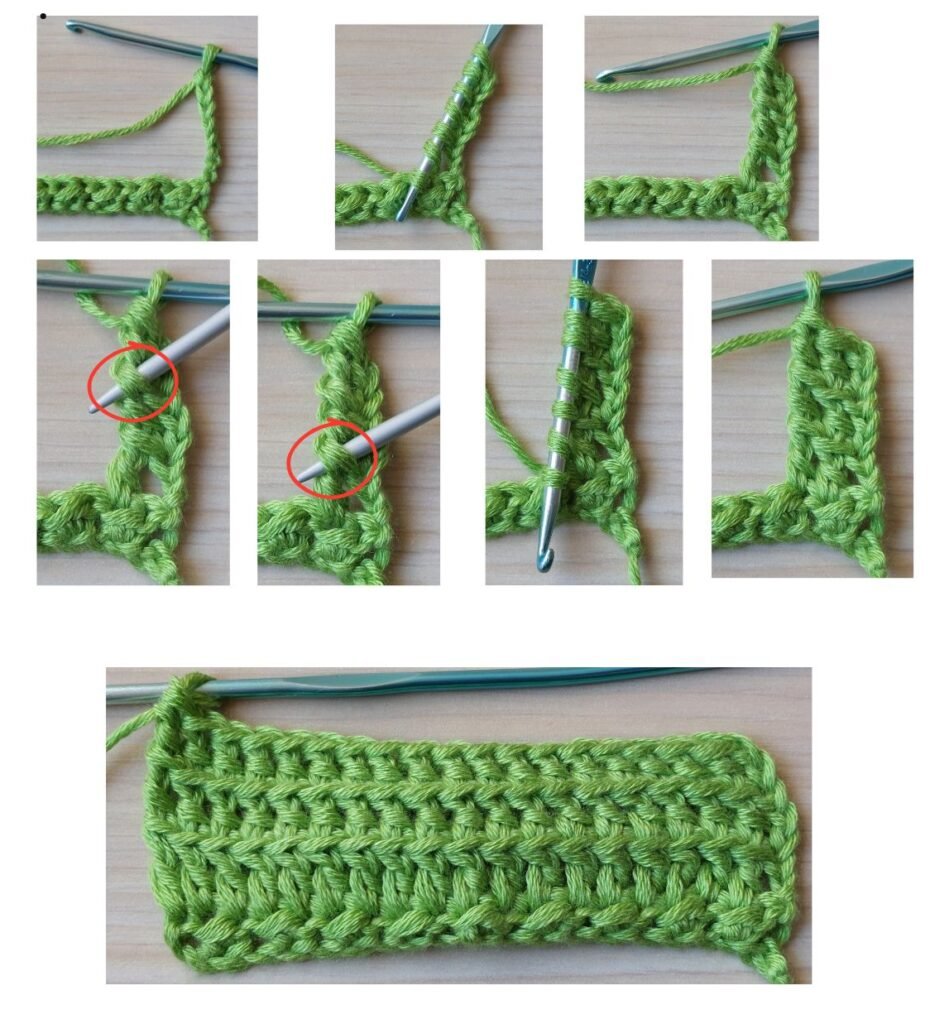 How to crochet-3 rows of dc at the same time