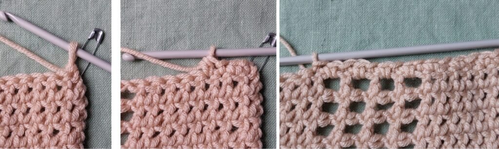 Row4:The same as row2:ch1*sl st-hdc*-sl st.